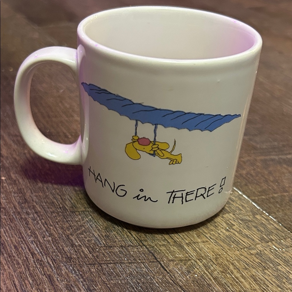 Vintage‎ Novelty "Hang in There" Coffee Cup RUSS White Cocoa Tea Ceramic Mug